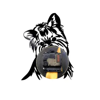 Yorkie Portræt Kunstner Hund Pet Shop Væg Kunst Vægur Hvalp Ricky Yorkie Vinylplade Ur Yorkshire Terrier Hunderacer Gave