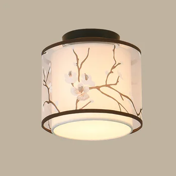 Traditionel Kinesisk Stil Loft Lampe Midtergangen Soveværelse Led-Loftsbelysning Stof Lampeskærm Hjem Indretning Stue Lamper