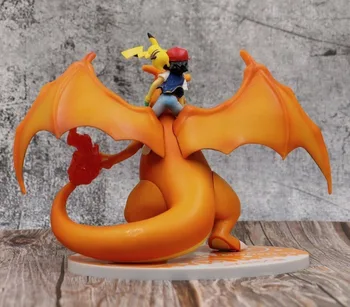 Ash Ketchum med Mega Charizard Pika Lizardon Action Figur Model Legetøj pkm Anime Figur Samling Legetøj Gave til Børn