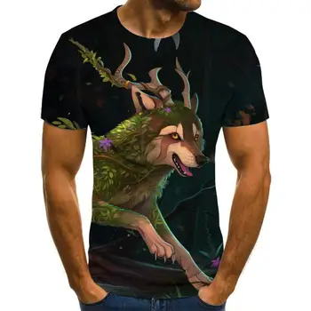 T-Shirt med Korte Ærmer Dreng/pige/kids Top Tees Mænd T-shirt Sjove Wolf Shirt skjorte