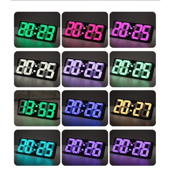 Fjernbetjening Digital Wall Clock 115 Farver LED Bord Ur Sound Control Skrivebord, Vækkeur Vis Væg ur vækkeur kreative