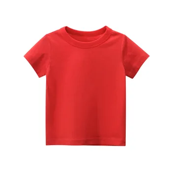 Børns kortærmet T-shirt i bomuld solid T-shirt til drenge og piger i top-shirt børn T-shirt til sommer T-shirt