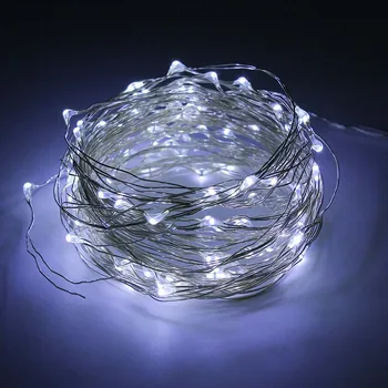 10M 33ft Kobber Sølv Wire LED String Lys Fe Garland Lampe Dekorative Jul Med 8 Modes Fjernbetjening batteridrevne