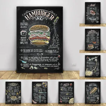 Burger Hot Dog Køkken Internet Cafe Cafe Western Restaurant Lærred Maleri Plakater Udskriver Væg Kunst Billeder til stuen