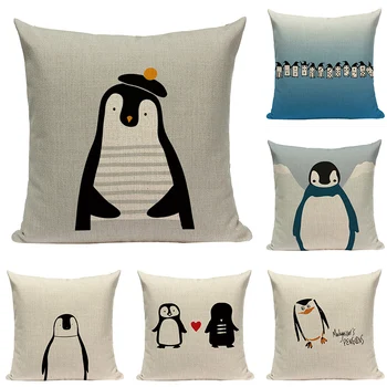 Snemand Kæreste Dekorative Sofa Puder Tilfælde Jul Home Decor Seng Pude Tilfælde Snefnug Penguin pudebetræk 45*45cm