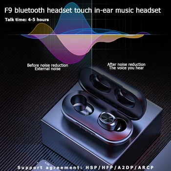 Mini Bluetooth Øretelefoner 5.0 Trådløse Headset F9 TWS Hovedtelefoner med Opladning Sagen for Offentlig Behagelig Øretelefon Ornament