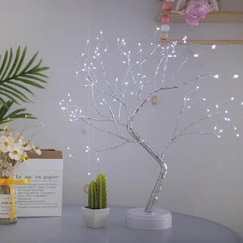 Romantisk 108 LED Touch-Nat Lys Mini juletræ kobbertråd Garland Fe bordlampe til Børn Soveværelset Bar Indretning