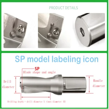 UD over 46-50mm SP 2D u drill bits Præcision CNC Værktøjsholder for SPMG SPMG140512 U Boring korthulsbor 46mm 47mm 48mm 49