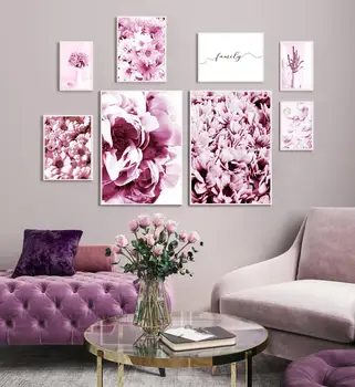 Skandinavisk Stil Planter, Plakater Og Print-Pink blomster Dekorative Billede Moderne Kunst på væggene Malerier til stuen i Hjemmet Indretning