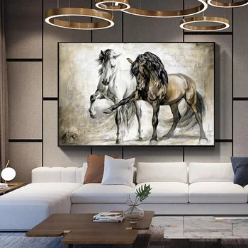 Retro Hest Kanvas at Male Abstrakte Dyr Plakater og Prints Skandinaviske Væg Kunst Billedet Cuadros boligindretning, Rum Udsmykning