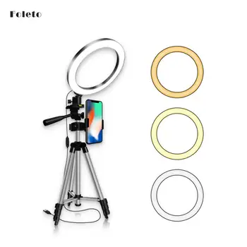 Foleto 16/20/26cm Dæmpbar LED Lys Ring Kamera Trefod Kit Makeup Selfie Ring Lampe Med Telefonen Holder til Youtube Video