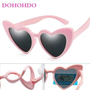 DOHOHDO Nye Børn, Polariserede Solbriller Børn, Hjerte, Sol Briller Piger Drenge Silikone UV400 Barn Spejl Baby-Brillerne Gafas TR90