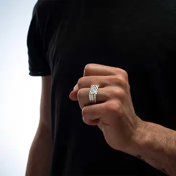 Mænds Sølv Ring Moderne 925 Sterling Sølv Herre Ring med en Skråstreg Mønster, Håndlavede tyrkiske Sterling Sølv Ring, Gave til ham