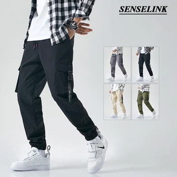 M-8XL mænds casual overalls elastisk bælte Klassisk udendørs multi-lomme, Åndbar Mode værktøjsholder-Mænds bukser