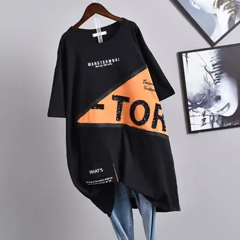 2020 Sommeren Nye koreanske Kvinder Mode Lynlås Kontrast Syninger T-shirt Løs, Tynd Plus Size Kort-langærmet T-shirt Gratis Fragt