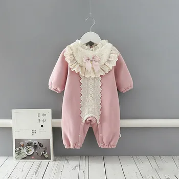 Baby Vinter Bodysuit Infant Piger Prinsesse Tøj Palace Stil Baby Fortykket Warm Romper 0-2 år