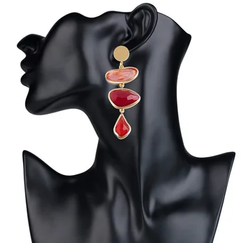F. I. N. S Uregelmæssige Rød Blå Dråbe Øreringe Indiske Earings Mode Smykker Geometriske Lange Øreringe til Piger Kostume Smykker