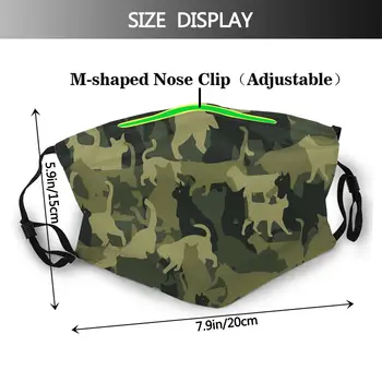 Kat Army Camouflage Unisex Genanvendelige ansigtsmaske Støvtæt Beskyttelse Cover Respirator Dæmpe Maske med Filtre