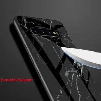 Telefon-etui til Samsung Galaxy S10 Tilfælde Samsung S10e Marmor Hærdet Glas, Silikone Ramme Back Cover til Samsung S10 Plus Sager