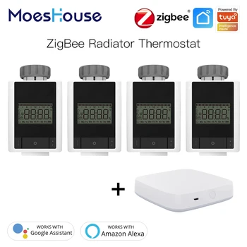 Tuya ZigBee 3.0 Smart Termostatisk Radiator Ventil Hjem Termostat Varmelegeme TRV Voice Kontrol med Alexa, Google hjem Intelligent Liv