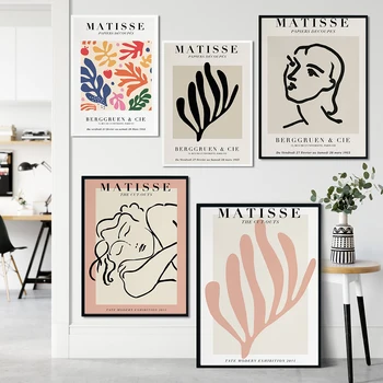 Henri Matisse-Abstrakte Maleri Minimalistisk Illustration Væg Kunst Print på Lærred Vintage Plakat Beige Væg Billede til stuen