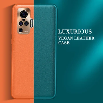 KEYSION Vegan Læder taske til VIVO X50 Pro Plus Tilfælde Blød Silikone Ramme Linse Beskyttelse Cover til VIVO X27 Pro