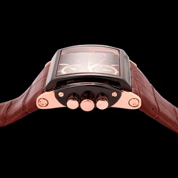 BOAMIGO mænd mekaniske ure store dial mode afslappet sports ure guld sub dials ur brun læder-mandlige håndled ure