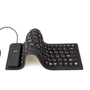 Tastaturer Functionable Tastaturet, Bærbare USB Mini Fleksibel Silikone For PC-Tastaturet Foldes til Bærbar Notebook Sort