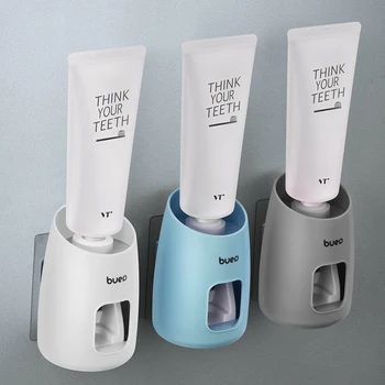 Automatisk Tandpasta Dispenser Vægbeslag Tandpasta Squeezer Tandbørsteholder Rack Rør Squeezer Badeværelse Tilbehør Sæt
