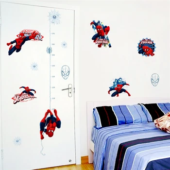 Disney, Marvel-Helten Spiderman Højde Måle Wall Stickers Soveværelse Home Decor Tegnefilm Vækst Chart Vægoverføringsbilleder Pvc Vægmaleri Kunst