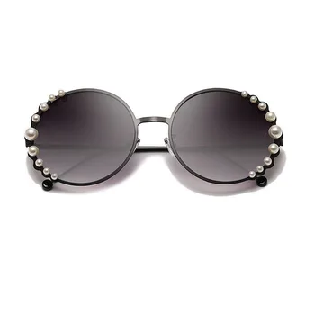 Overdimensionerede Runde Solbriller Kvinder Luksus perle Brand designer Briller Damer Elegante Klar Linse pink nuancer til kvinder Briller
