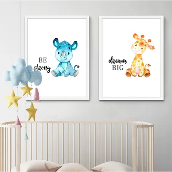 Dyr, giraf, elefant børneværelset dekoration maling stue baby room decoration