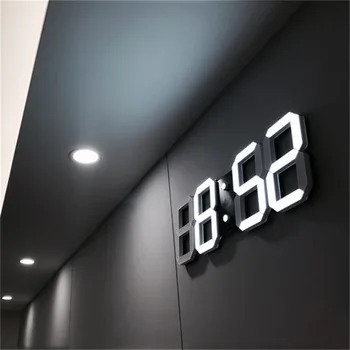 3D LED-vægur Moderne Design, Digitalt Tabel Alarm Nightlight Saat reloj de skrabede Se For Hjem, Stue Dekoration