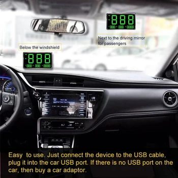 C80 Digital Bil HUD Head Up Display GPS Speedometer Hastighed Meter høj hastighed Warnin