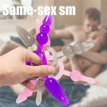 3P SM Samme Køn Smag Flirte Silicone Anal Beads Butt Plug Dildo Erotisk BDSM, Bondage Sæt af sexlegetøj Til Kvinde, Spil, Sex Shop Sexo