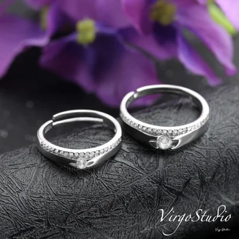 2020 Ny Mænds Og Kvinders 925 Sterling Sølv Glitter AAA Håndlavet Zircon Ring bryllupsgave