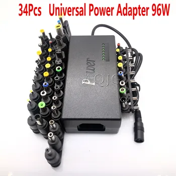 34Pcs Universal Power Adapter 96W 12V Til 24V Justerbar Bærbare Oplader Til Dell, Toshiba, Hp Asus Acer Laptops Eu-Stik