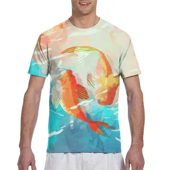Farverige Siamese Fighting Fish Betta Splendens Casual T-Shirts, Tee Toppe Om Sommeren Mænd Kort Ærme Streetwear Moden, Male T-Shirts