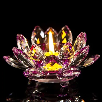 7 Farver Krystal Glas Lotus Blomst Stearinlys, Te Lys Holder Buddhistiske Lysestage Bryllup Bar Part Valentine ' s Day Dekoration