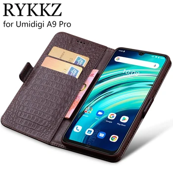 For Umidigi A9 Pro Luxury Pung i Ægte Læder Tilfældet Stå, Flip-Kort For UMIDIGI A9 Pro Hold Phone Book Cover Tasker