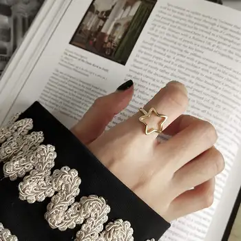 INZATT Ægte 925 Sterling Sølv Minimalistisk Hule Stjerne Ring for Fashion Kvinder Fine Smykker, Trendy 2019 Tilbehør