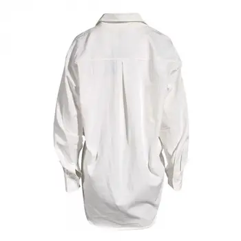 GetSpring Kvinder Kjole Uregelmæssige Hvide Kjoler Med Lange Ærmer Falske To Sommer Kjoler Asymmetri Sexet Mini Shirt Kjole Sommeren 2020