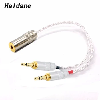 Haldane HIFI Enkelt Krystal Kobber, Sølv forgyldt 2x3.5mm han til 4.4 mm Afbalanceret Kvindelige Audio Adapter Kabel til akkord mojo Afspiller