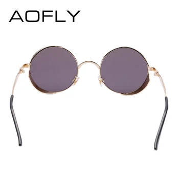 AOFLY Steampunk Vintage Solbrille Mode runde solbriller kvinder brand designer metal udskæring sol briller mænd oculos de sol S1635