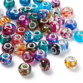 1Bag Rondelle Glas Europæiske Perler, Stort Hul Spacer Perler, Fit Armbånd, Halskæde til gør det selv Smykker at Gøre Tilbehør Blandet Farve