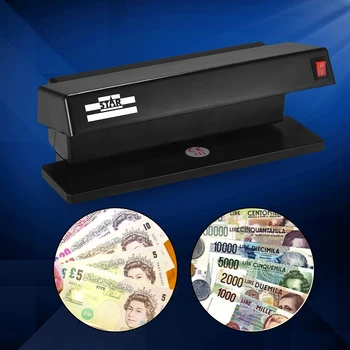 Multi-Valuta Forfalskede Bill Detektor Ultraviolet Dual UV Light Detection Maskine Penge Sedler USD, EURO, PUND, EU Stik