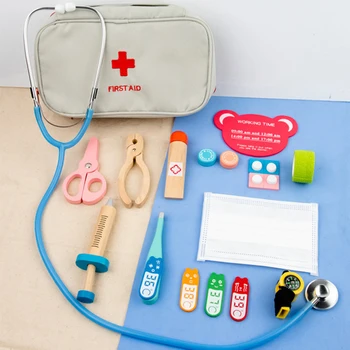 Simulering Træ-First Aid Kit Værktøj Børn Foregive Spille Læge Kids Pædagogisk Legetøj til Børn Gave
