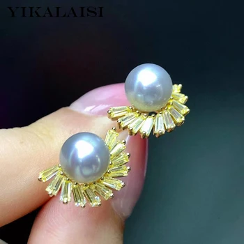 YIKALAISI 925 Sterling Sølv Smykker Perle Øreringe I 2020 Fine Naturlige Perle smykker 7-8mm Øreringe Til Kvinder engros