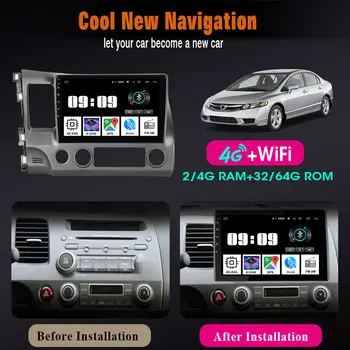 Android-10.0 8-core Bil Radio For Honda Civic 2005-2011 4G 2.5 D-Skærmen 2din RDS stereo DSP+48EQ GPS-Navigation og Multimedie-Afspiller