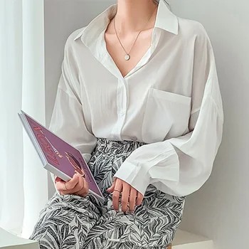 Mozuleva Kvinder Forår Sommer Shirts Toppe Casual Fuld Ærme Lomme Knapper Kvindelige Bluse Shirts 2020 Hvid Blusas Mujer